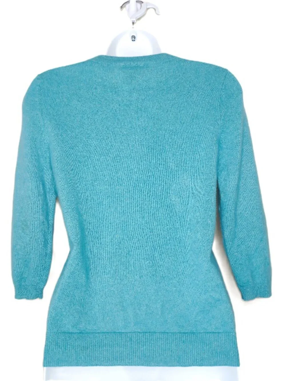 Talbots Cashmere Sweater 3/4 Sleeves Small Petite Green